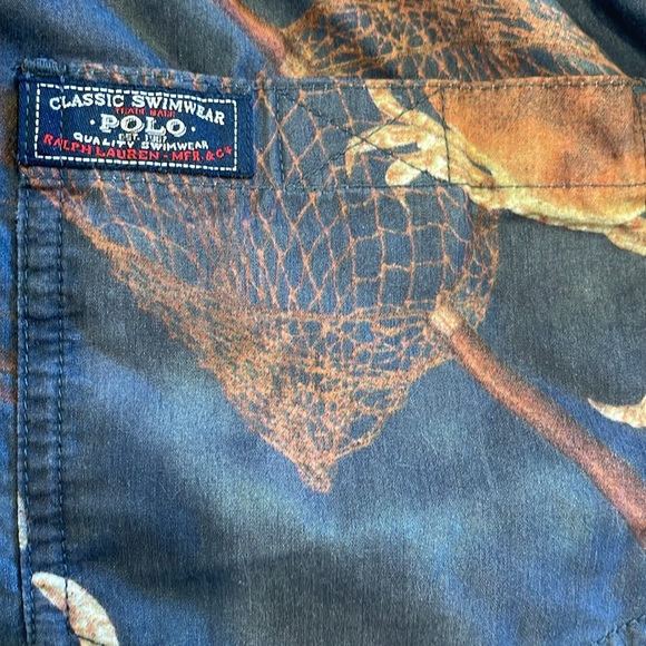 714 VINTAGE Ralph Lauren Polo classic Sport Blue Nylon Drawstring Shorts Size M - Picture 13 of 13